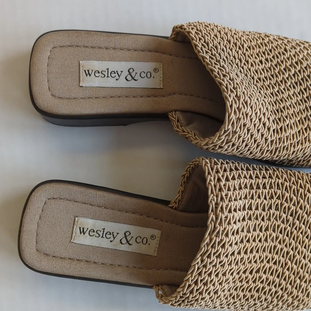 Wesley & Co. Neutral Slide Summer Sandal 6 Tan Brown - Picture 3 of 15